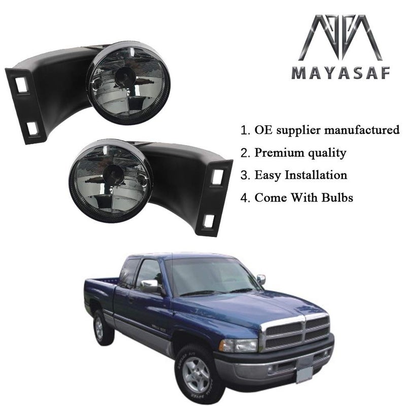 MAYASAF Smoked Lens Fog Light for DODGE Replacement Fog Lamp Assembly Fit for 1994-2001 RAM 1500, 1994-2002 RAM 2500, 1994-2002 RAM 3500 - Image 3